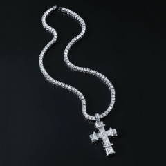 Hip Hop Personality Diamond Cross Pendant Necklace Wholesaler