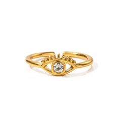 18K Gold Plated Stainless Steel Zircon Devil's Eye Ring Jewelry Female Wholesaler
