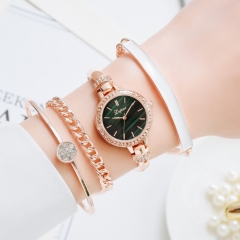Reloj Con Incrustaciones De Diamantes, Traje De Cuatro Piezas De Negocios De Moda, Mayorista De Relojes De Cuarzo Para Mujer