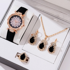 Conjunto De Pendientes De Anillo De Collar De Reloj De Cuarzo De Diamantes Para Mujer Mayorista