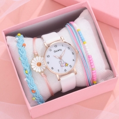 Little Rabbit Cute Watch Fresh Artistic Women's Watch Bracelet Fashion Combination Set Wholesaler