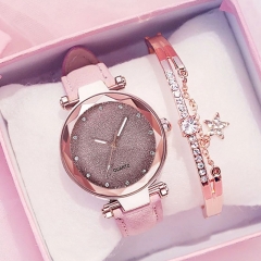 Correa De Cuero Esmerilado Con Superficie De Diamantes De Imitación De Polvo De Plata, Mayorista De Relojes De Dos Piezas Para Mujer