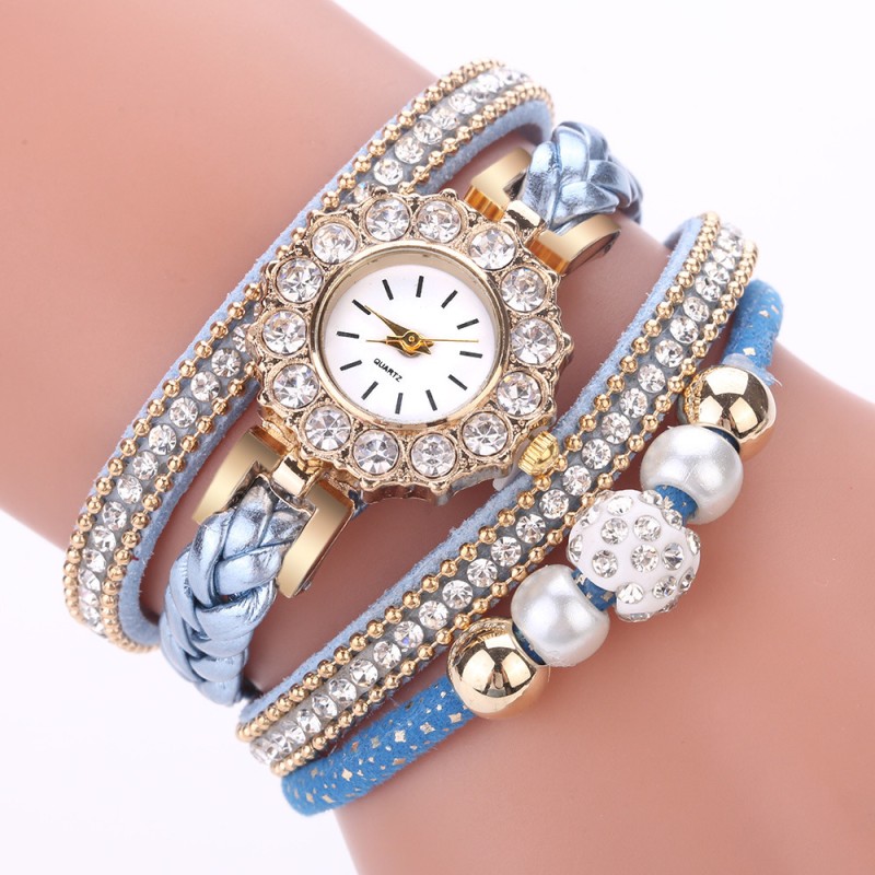 Korean Style Diamond Pearl Leisure Circle Watch Quartz Watch Wholesalers