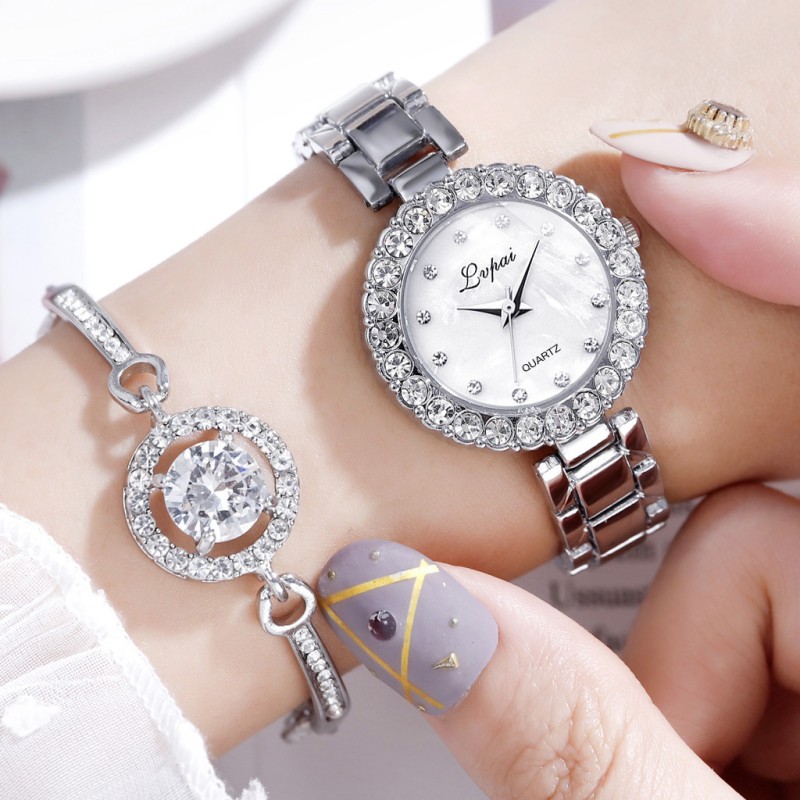 Women's Watch Bracelet Watch With Diamond Two-piece Quartz Watch Wrist Watch Set Steel Band Women's Watch Wholesalers