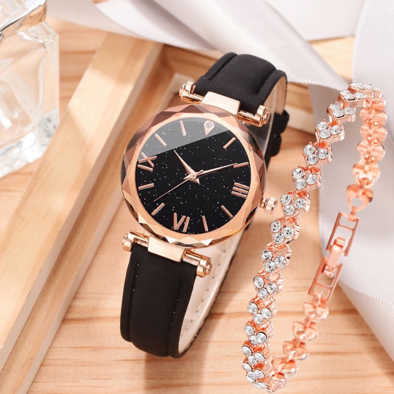 Star With Diamond Ladies Casual Watch Watch Bracelet Set Wholesalers