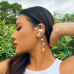 Cadena De Colgante De Auriculares Anti-pérdida, Sin Orejas Perforadas, Clip De Oreja Con Flecos, Dopamina, Gancho De Oreja De Flor De Los Valles, Mayorista De Joyas