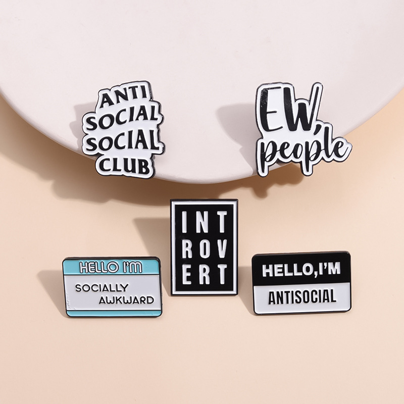 English Sentences Geometric Brooch Metal Badge Clothing Accessories Bag Pin Wholesalers