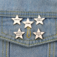 Five-pointed Star Alloy Letter Series Brooch Men And Women Lovers Clothes Backpack Plating Badge Buckle Wholesaler