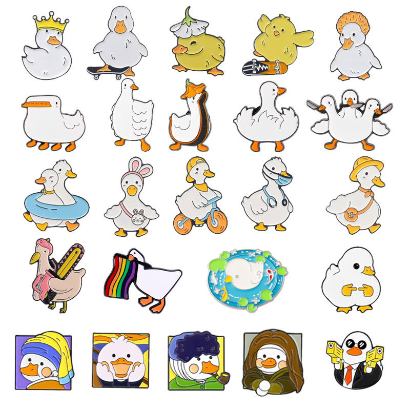 Colección De Patitos, Pato Amarillo, Ganso Blanco, Lindo Mayorista De Insignias De Metal Animal