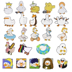 Little Duck Collection Yellow Duck White Goose Set Cute Animal Metal Badge Wholesaler