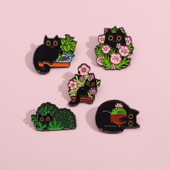 Plant Black Cat Brooch Cute Black Cat Shape Metal Badge Animal Pin Accessories Badge Wholesaler