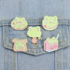 Animal Brooch Cute Frog Dessert Cake Metal Badge Backpack Accessories Decoration Wholesaler