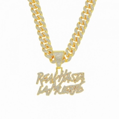 Collar De Diamantes De Aleación De Hip-hop Exagerado Con Letras De Diamantes Colgantes Mayoristas De Accesorios