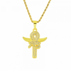 Hip Hop Anh Cross Diamond Pendant Necklace Vintage Titanium Steel Necklace Accessories Jewelry Wholesaler