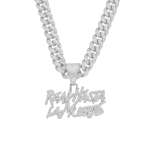 Silver (letter)-5525 50cm Cuban Chain