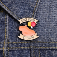Cartoon Animal English Letter Personality Accessories Hippo Guinea Pig Pin Alloy Drop Oil Brooch Badge Wholesaler