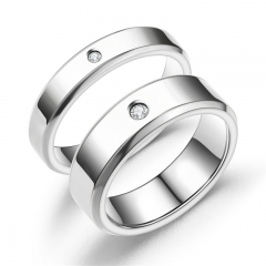 Stainless Steel Double Beveled Diamond Ring Couple Pair Ring Wholesaler