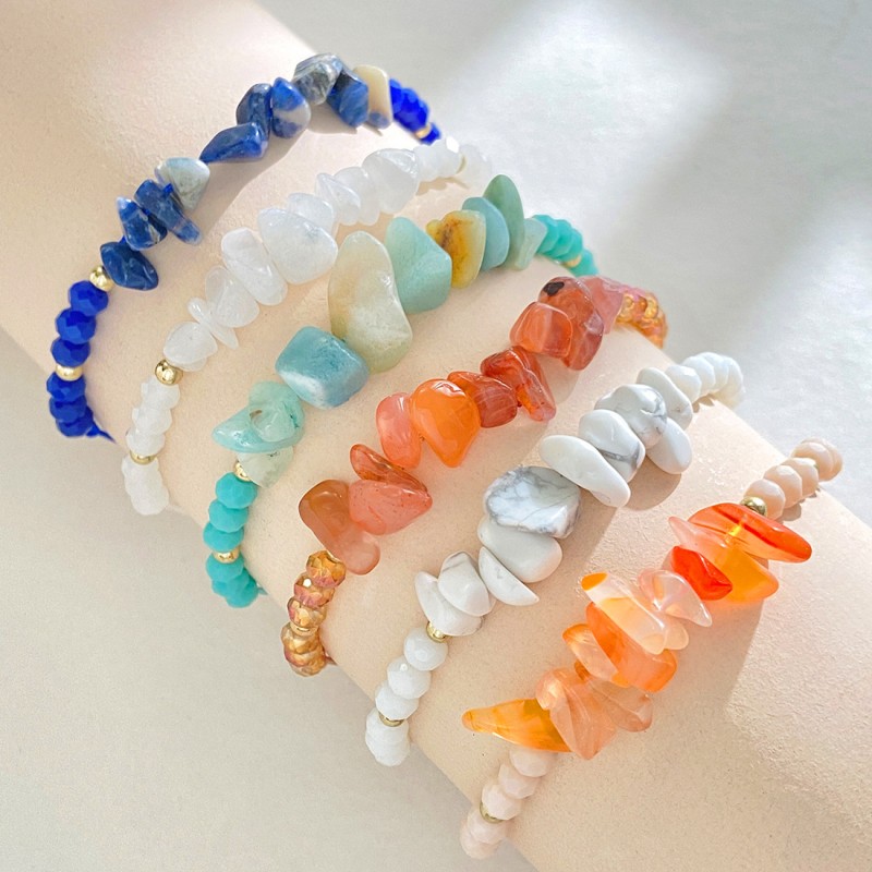 Colorful Natural Stone Bracelet Women Woven Irregular Gravel Hand Rope Bracelet Wholesalers