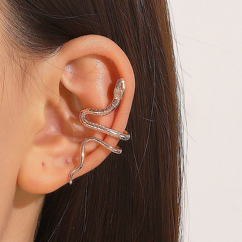 Clip De Oreja En Forma De Serpiente, Clip De Oreja De Serpiente Pequeña Enrollado Femenino, Mayorista De Pendientes Perforadas Sin Orejas