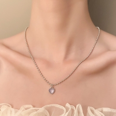 Purple Love Necklace Women Heart-shaped Clavicle Chain Temperament Sweater Chain Wholesalers