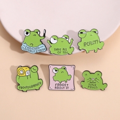 Dibujos Animados Animal Rana Broche Hebilla Oración En Inglés Letra Rana Forma Placa De Pintura Mayorista