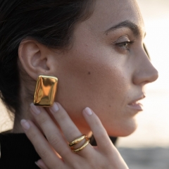 18K Stainless Steel Gold Rectangular Earrings Eardrop Wholesalers
