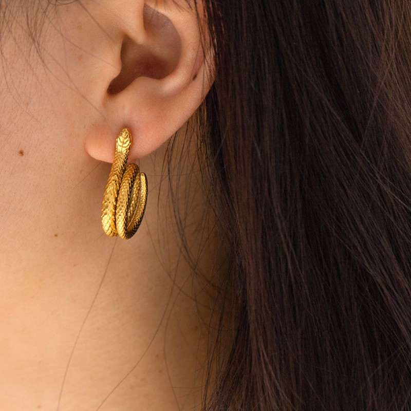 18K Gold Stainless Steel Snake Earrings Wholesalers