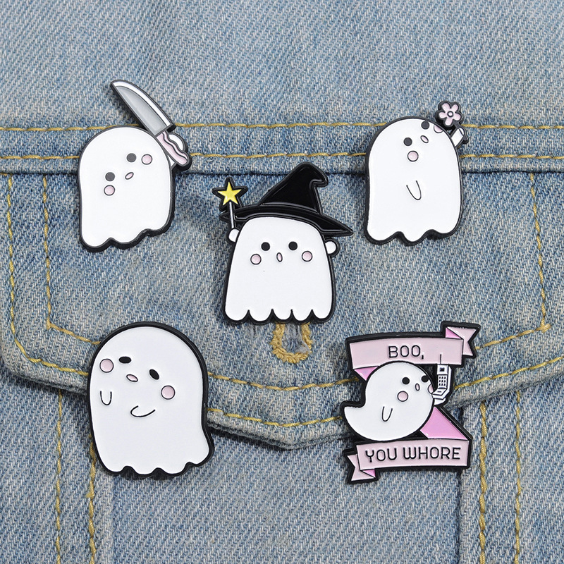 Halloween Pumpkin Small Ghost Brooch White Horror Badge Jewelry Wholesaler