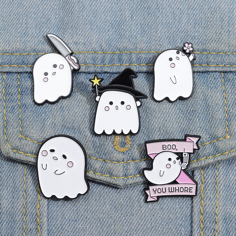 Broche Fantasma De Calabaza De Halloween, Insignia De Terror Blanco, Mayorista De Joyas