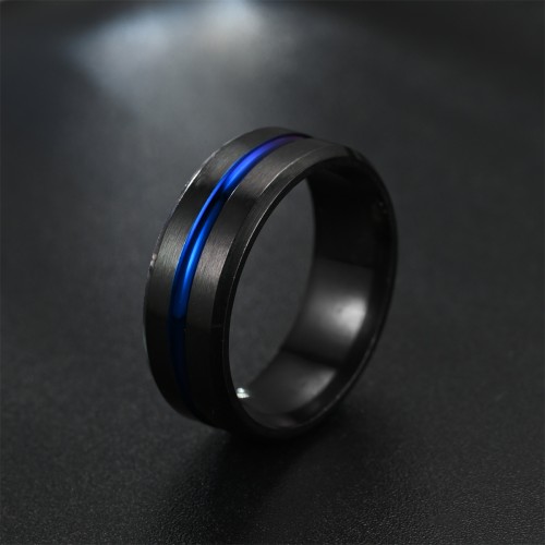 8MM Double Beveled Black Between A Blue Line