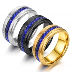 Mayorista De Anillos De Diamantes Cuadrados Con Incrustaciones De Una Sola Fila Azul Deslumbrante