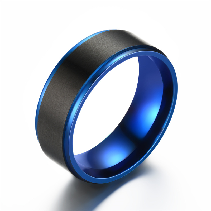 Blue Black Stainless Steel Men Ring Wholesalers