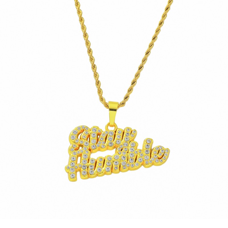 Hip-hop Full-diamond Stitching Double-row Letter Pendant Necklace Accessories Wholesalers