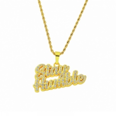 Hip Hop Full Diamond Costura De Doble Fila De Letras Collar Accesorios Mayorista
