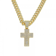 Cross Full Diamond Pendant Necklace Necklace Hip Hop HIPHOP Diamonds Cuban Necklace Wholesaler