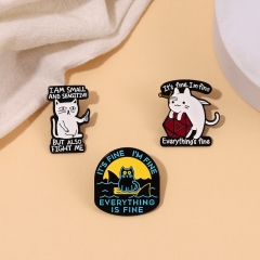 Cat English Letter Clothes Bag Accessories Metal Badge Wholesaler