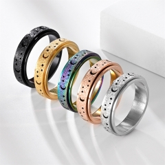 Star And Moon Accompanied Stainless Steel Couple Ring Rotating Ring Wholesaler