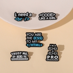 Code Like A Girl Programmer Code Letter Metal Brooch Computer IT Programming Bag Souvenir Wholesaler