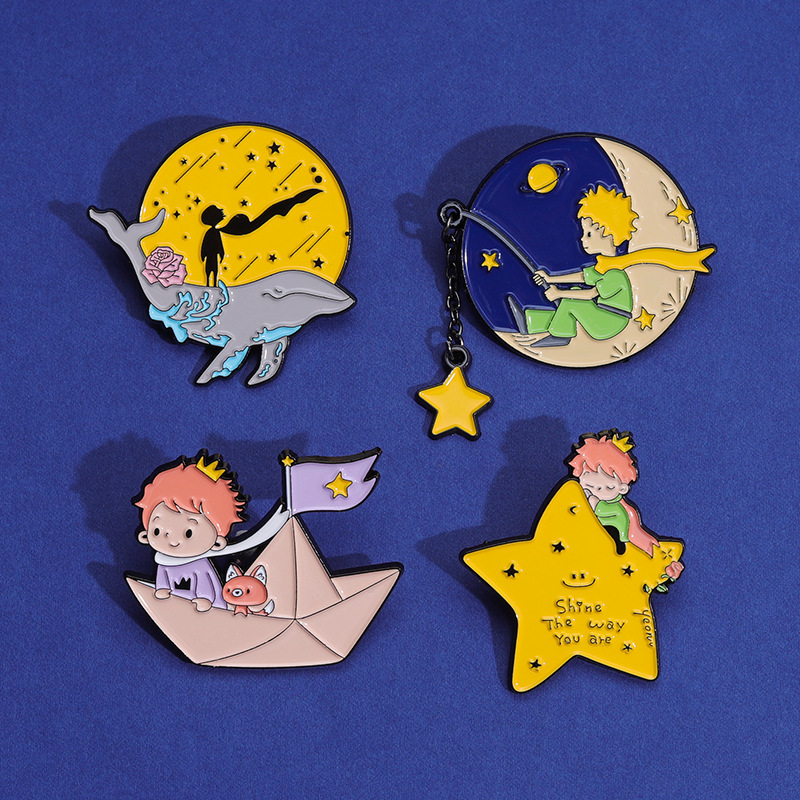 Cute Cartoon Little Prince Stars Fairy Tale Brooch Moon Beautiful Badge Wholesalers