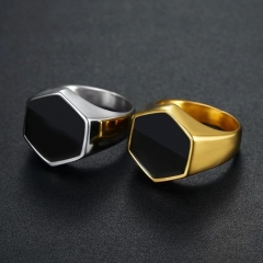 Anillo De Aceite De Goteo Negro Brillante Anillo De Hombre Hexagonal Fábrica Al Por Mayor