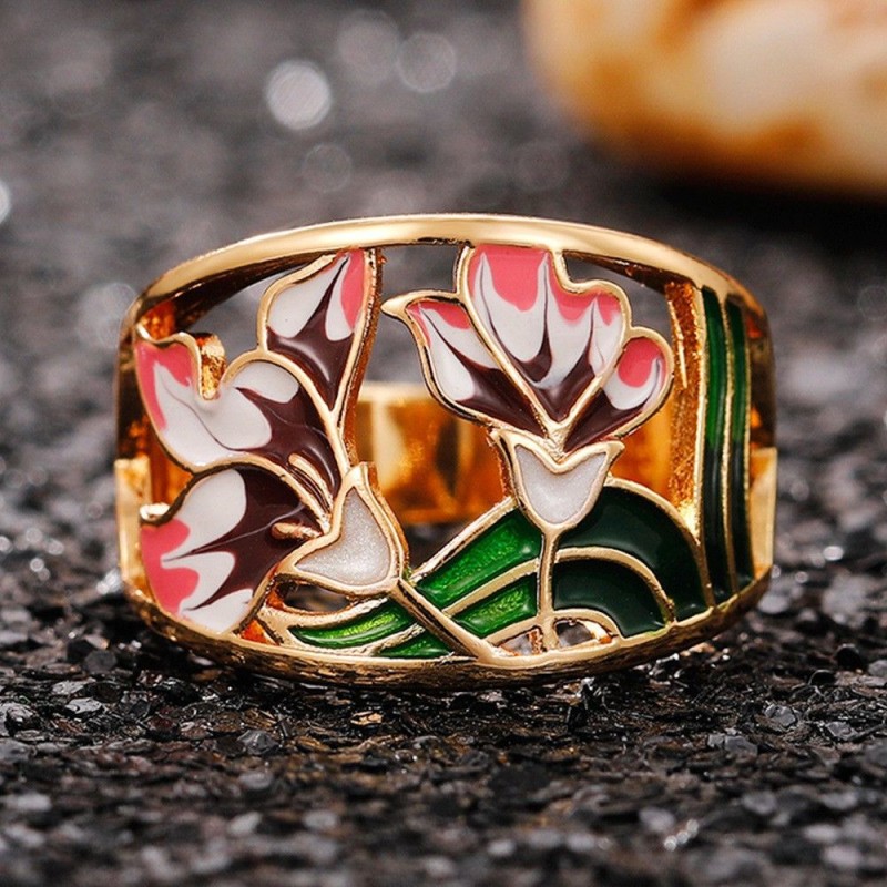 Oil Drop Pattern Ring Hip Hop Ethnic Style Ring Wholesaler