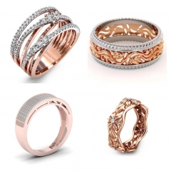 Gold Plated Two Color Diamond Ring Curve Rose Gold Ring Wholesaler