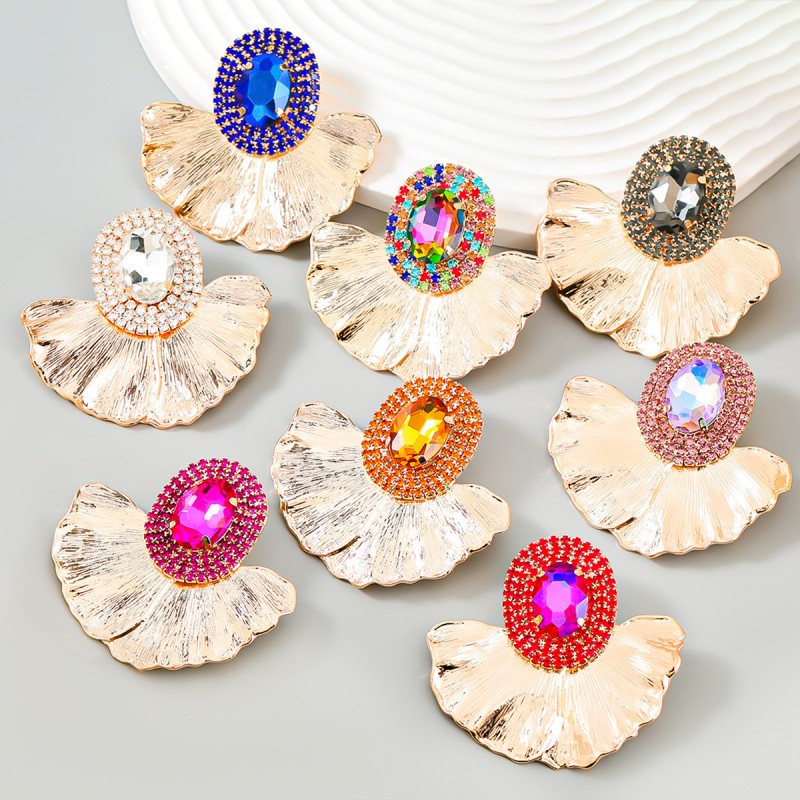 Oval Diamond Leaves Flower Earrings Wholesaler