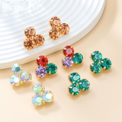Colored Diamond Multi-layer Round Flower Stud Earrings Wholesalers