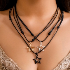 Heart-shaped Multi-layer Necklace Women Punk Thin Chain Geometric Necklace Wholesaler