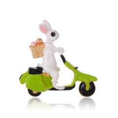 Oil Drip Rabbit Riding Battery Car Brooch Wholesalers