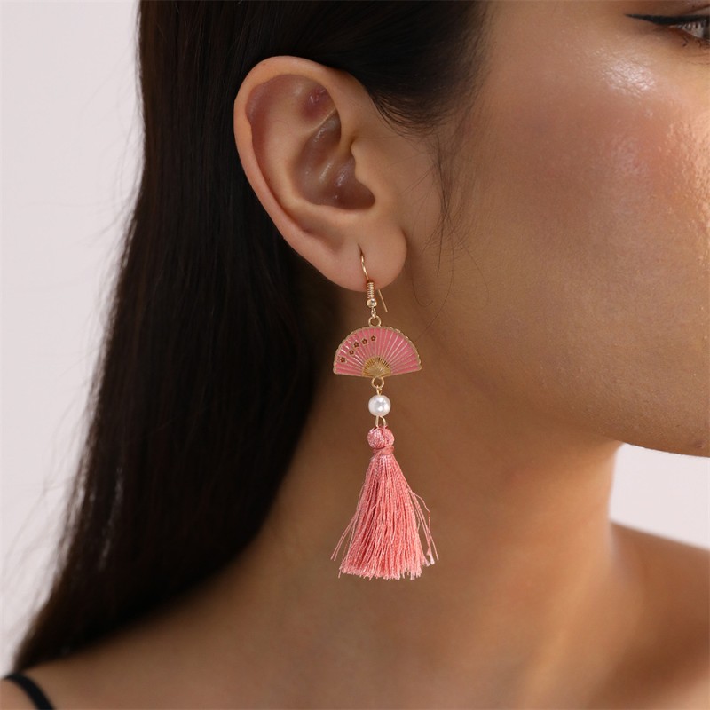 Bohemian National Style Long Tassel Pearl Earrings Wholesalers