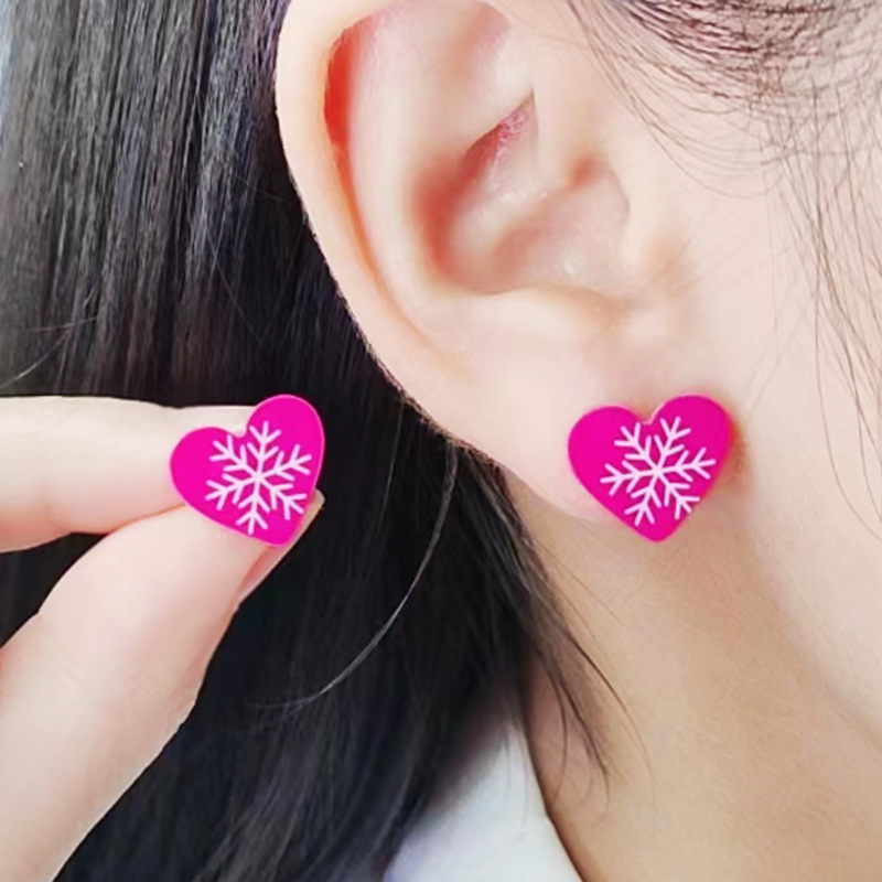 Christmas Rose Red Snowflake Acrylic Earrings Wholesalers