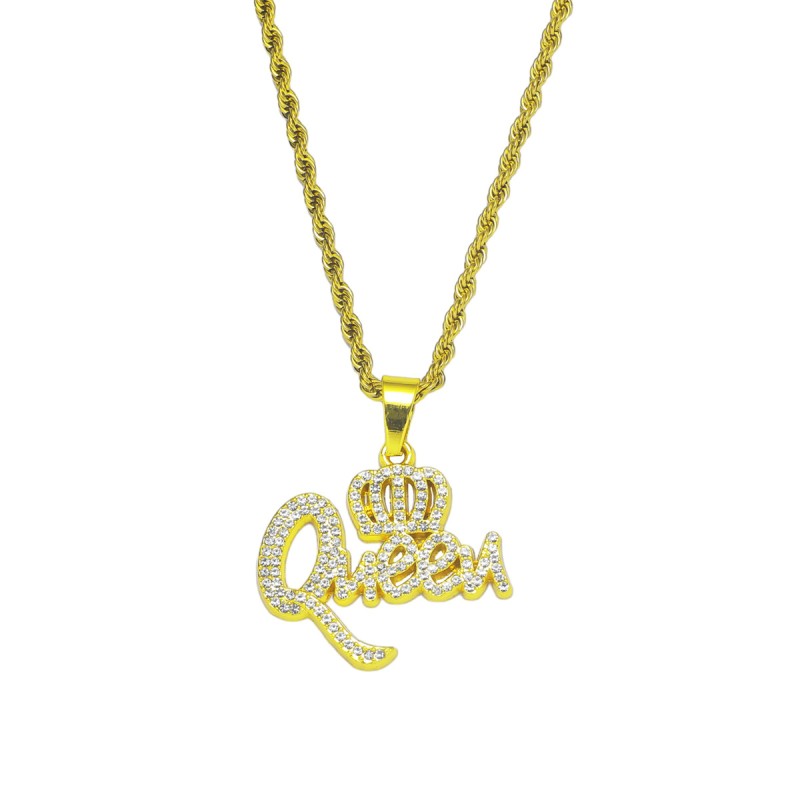 Hip Hop Diamond-encrusted Queen Letter Pendant Wholesaler