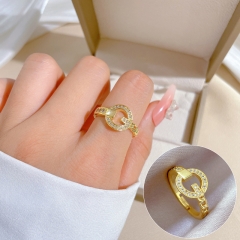 Chain G Word Full Diamond Ring Opening Adjustable Couple Pair Ring Wholesaler